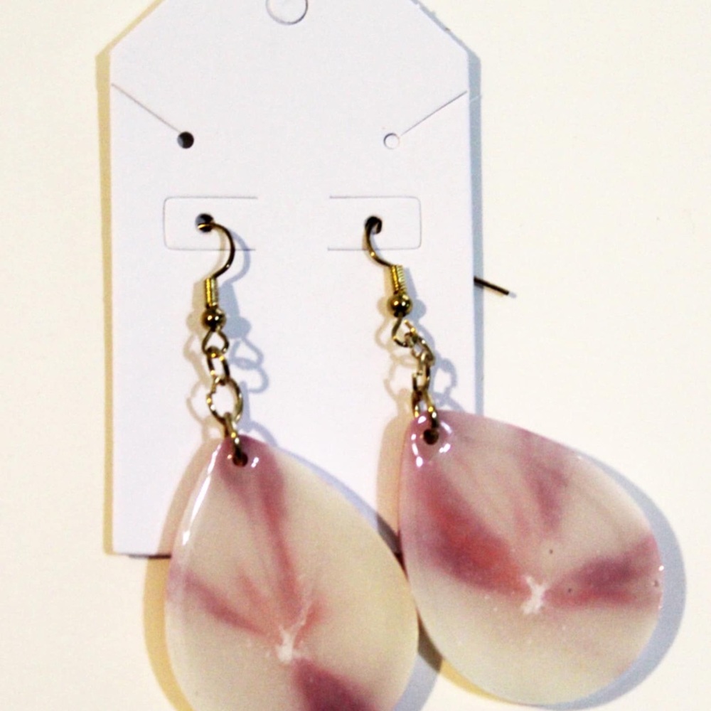 Elegant Pink and White Teardrop Earrings